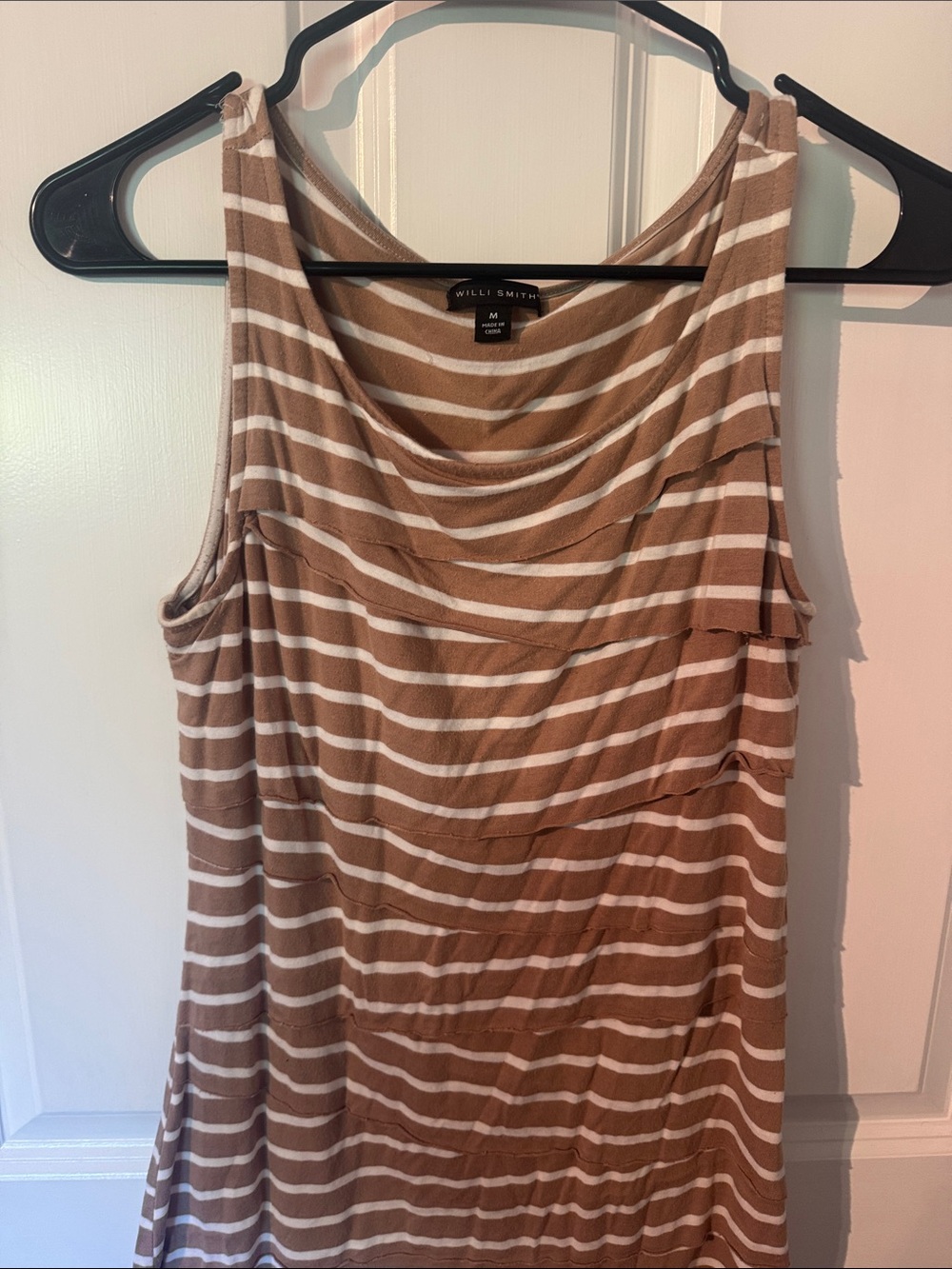 Willi Smith Tan and White Striped Sleeveless Tank
